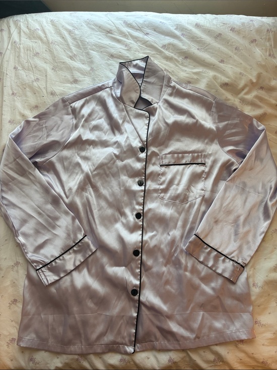Other - Satin Button-Up Pajama Top with Contrast Piping